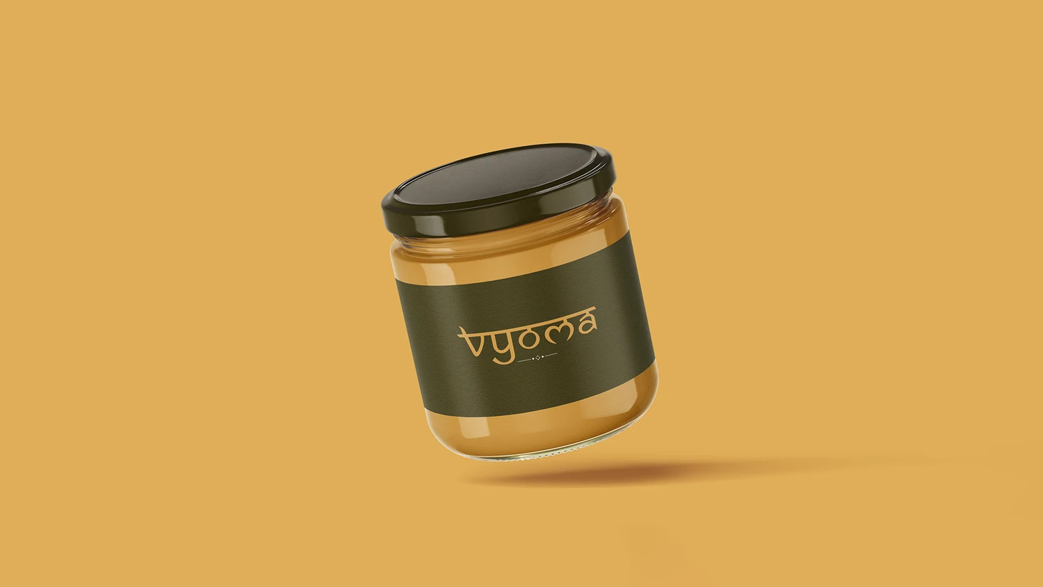 Vyoma product jar on a warm golden background